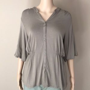 J.Jill tan stretch blouse Sz M